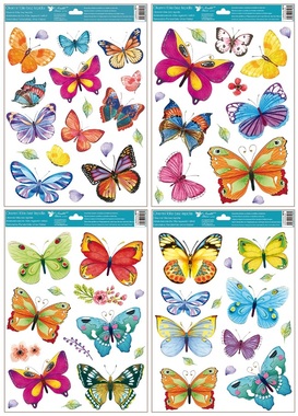 Okenná fólia farebné motýle 42 x 30 cm