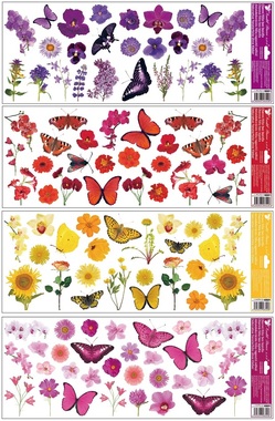 Okenná fólia 60 x 22,5 cm, motýle a kvety