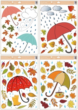 Okenná fólia jesenné dáždniky 35 x 50 cm