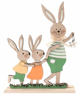 Dekorácia Zajačia rodina 18 x 22 x 4,5 cm na postavenie