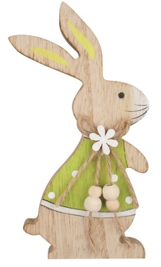 Zajac v zelenom drevený na postavenie 15 cm