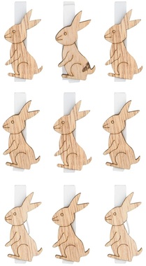 Zajac drevený 4,5 cm na štipci 9 ks