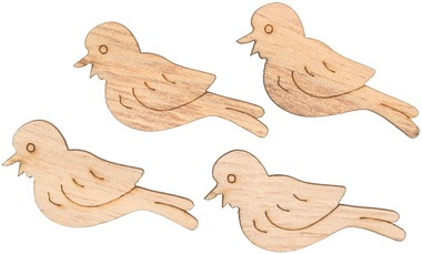 Vtáčik drevený 3,5 cm s lepkou 24 ks
