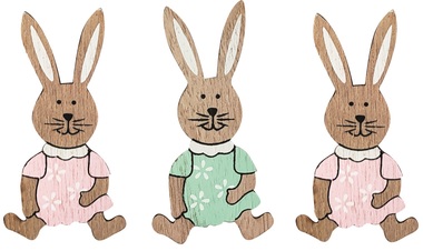 Zajac drevený 6,5 cm na štipci 3 ks pastelové farby