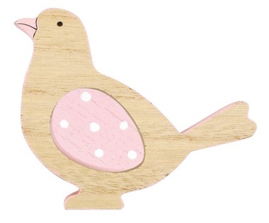 Vtáčik drevený na postavenie 12 cm ružový