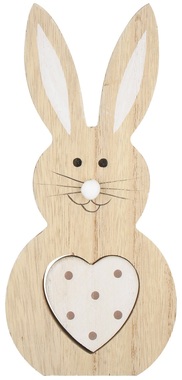 Zajac drevený na postavenie s bielym srdcom 16 cm