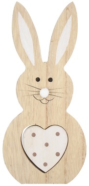 Zajac drevený na postavenie s bielym srdcom 20 cm