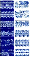 731 Smršťovací dekorace na vejce 12 ks, modro-bílé vzory-2