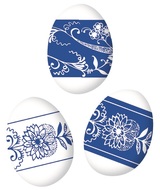 731 Smršťovací dekorace na vejce 12 ks, modro-bílé vzory-4