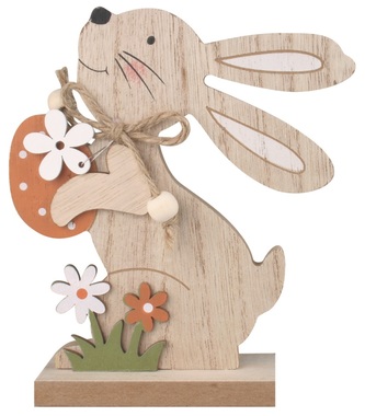 Drevený zajac s vajíčkom na postavenie 14 cm