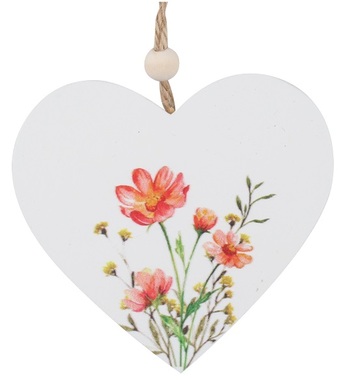 Srdiečko s kvetinovým vzorom na zavesenie 10 cm