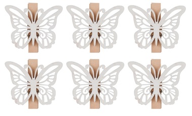 Drevené motýle na kolíku 4 cm, 6 ks vo vrecku