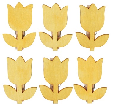 Drevené tulipány na kolíku 4 cm, 6 ks vo vrecku