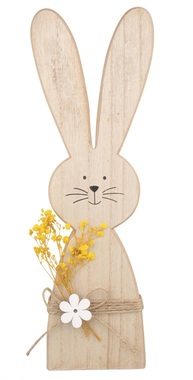 Zajac drevený s kvetinou na postavenie 8 x 30 cm