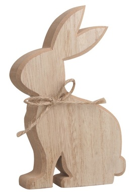 Zajac drevený na postavenie s mašličkou 9 x 15 cm