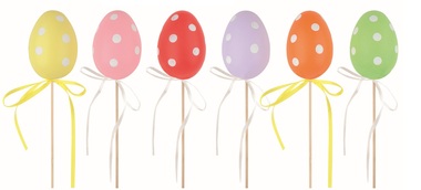 Veľkonočné vajcia plastové Farebné 6 cm + špajle