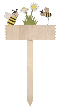 Ceduľka s včielkami drevená 16 cm