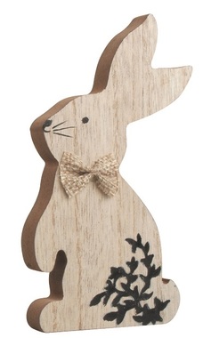 Zajac drevený s čiernym dekorom 14,5 cm
