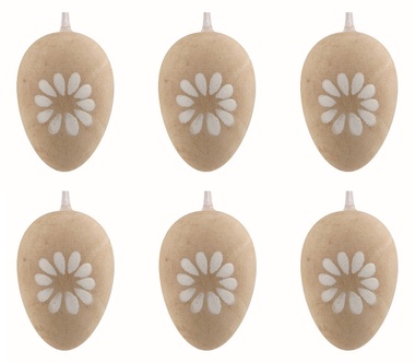 Vajíčka drevené 4 cm na zavesenie, 6 ks v sáčku