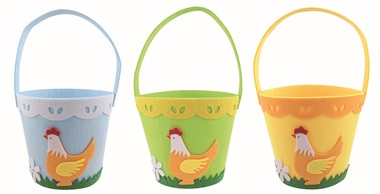 Košík z filcu s dekorom Sliepka 17 x 15 x 17 cm + pútko