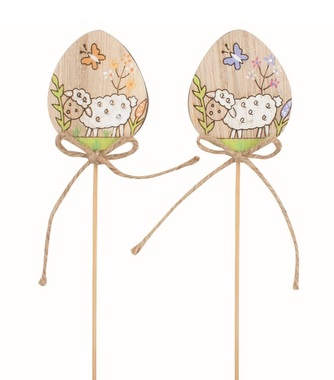 Vajíčko s oviec drevené 4,5 x 5,5 x 0,5 cm + špajle