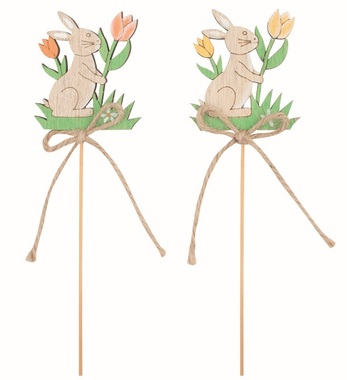 Zajac v tráve drevený 4,5 x 5,5 x 0,5 cm + špajle