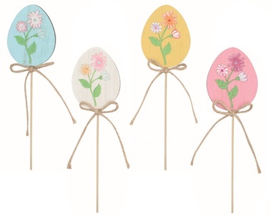 Vajíčko s kvetinou drevené 6 x 5 x 0,5 cm + špajle