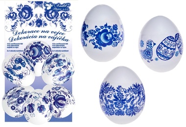 Zmršťovacie dekorácie na vajce modré 10ks+10 stojančekov