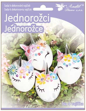 Sada na zdobenie 4 ks vajec - jednorožci