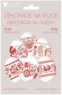 Zmršťovacie košielky na vajíčka, červené motívy 12 ks
