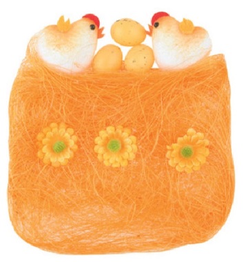Sisal s dekoráciami oranžový 13 x 12 cm 