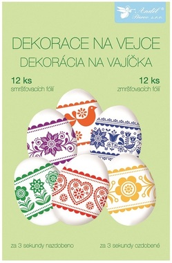 Zmršťovacie dekorácie na vajce vzory, 12 ks
