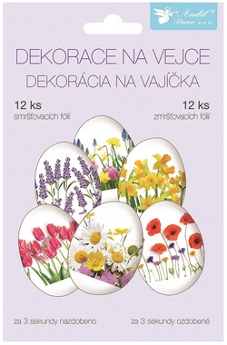 Zmršťovacie dekorácie na vajce jarné kvety, 12 ks