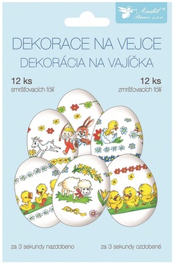 Zmršťovacie dekorácie na vajce tradičné motívy, 12 ks