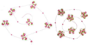 Reťaz ružovobiela motýliky, kvetinky 118 cm