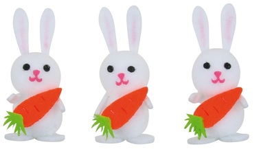 Zajačiky s mrkvou v krabičke 6 cm, 3 ks