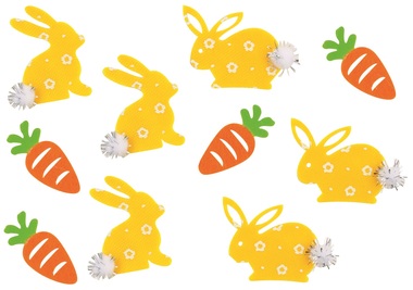 Zajace a mrkvy s lepkou 4 cm, 10 ks vo vrecku