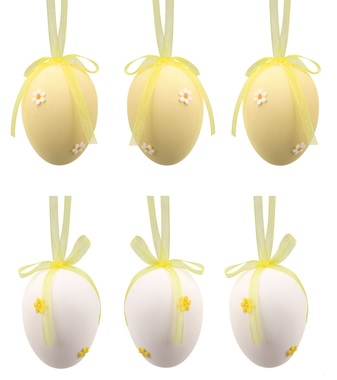 Vajíčka plastová na zavesenie 5 cm, s kytičkou, 6 ks vo vrecku