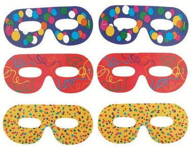 Škraboška okuliare - farebná potlač, 6 ks