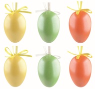 9320 Velikonočn&iacute; vejce plastov&aacute; Leskl&aacute; barevn&aacute; 6 cm na zavě&scaron;en&iacute;, 6 ks v s&aacute;čku-1