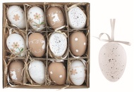 9336 Sada velikonočn&iacute;ch plastov&yacute;ch vajec B&iacute;l&aacute; a kr&eacute;mov&aacute; 6 cm na zavě&scaron;en&iacute;, 12 ks v krabičce-1
