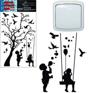 Obtlačok silueta strom s vtákmi 24 x 15 cm