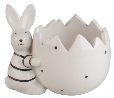 Zajac s kvetináčikom z keramiky na postavenie 13,5 x 10 x 11,5 cm