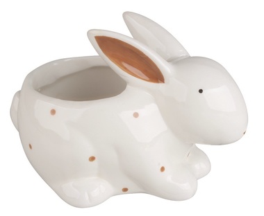 Zajac s kvetináčikom z keramiky na postavenie 15,5 x 10 x 10 cm