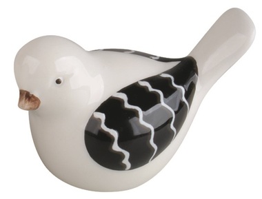 Vtáčik s čiernymi krídlami z keramiky na postavenie 8 x 5,5 x 5,5 cm