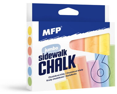 Kriedy chodníkové veľ. M, okrúhle 6 ks v krabičke, mix farieb