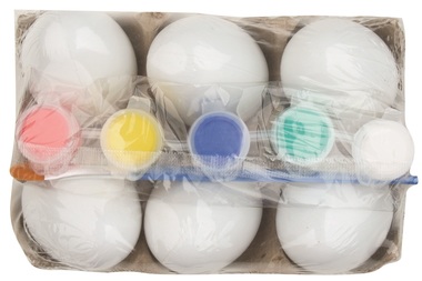 Sada vajíčok na dozdobenie vrátane vodových farieb 6 cm, 6 ks v sáčku