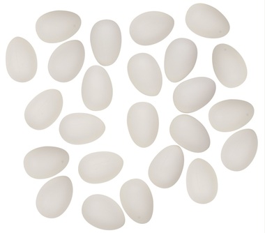 Vajíčka biele na dozdobenie plastové 4 cm, 24 ks vo vrecku 