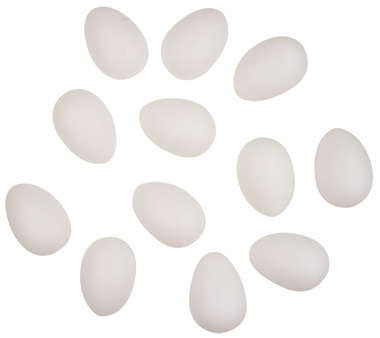 Vajíčka biele na dozdobenie plastové 6 cm, 12 ks vo vrecku 