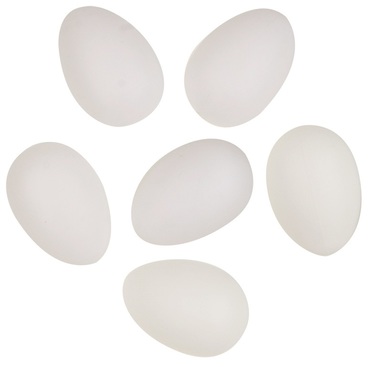 Vajíčka biele na dozdobenie plastové 8 cm, 6 ks vo vrecku 